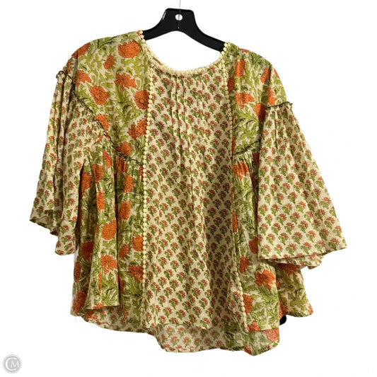 Top Short Sleeve By Rachel Zoe In Cream & Green, Size: Xs