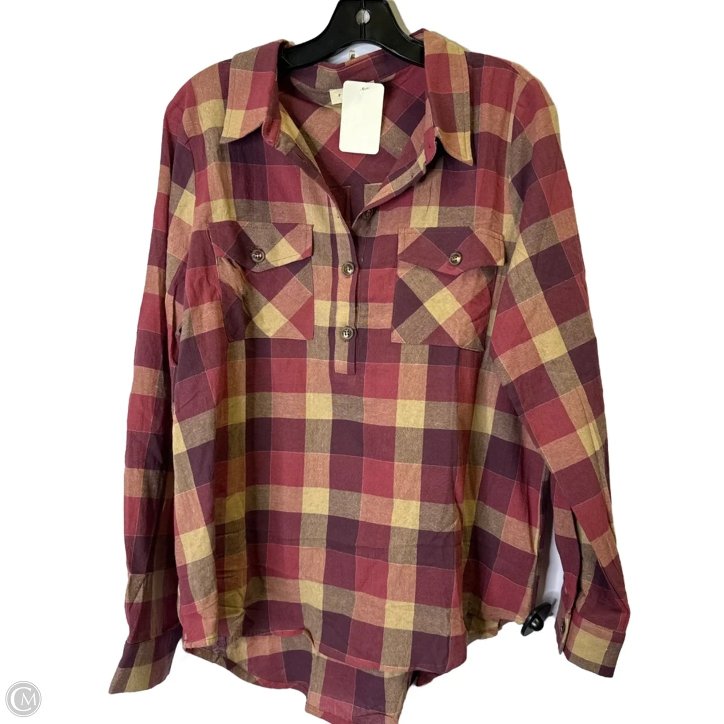 Top Long Sleeve By Promesa In Purple & Red, Size: L