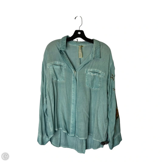 Top Long Sleeve By Aratta Silent Journey In Blue, Size: Xl