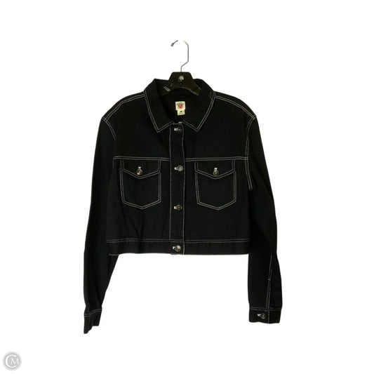 Jacket Denim By Clothes Mentor In Black Denim, Size: L