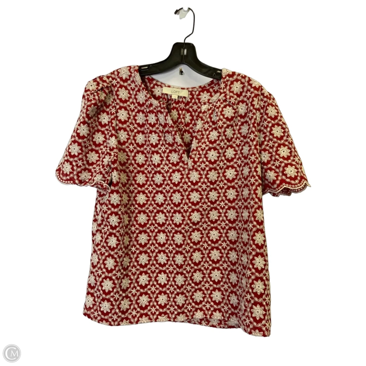Top Short Sleeve By Loft In Red, Size: L