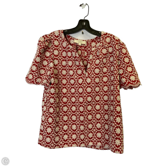 Top Short Sleeve By Loft In Red, Size: L