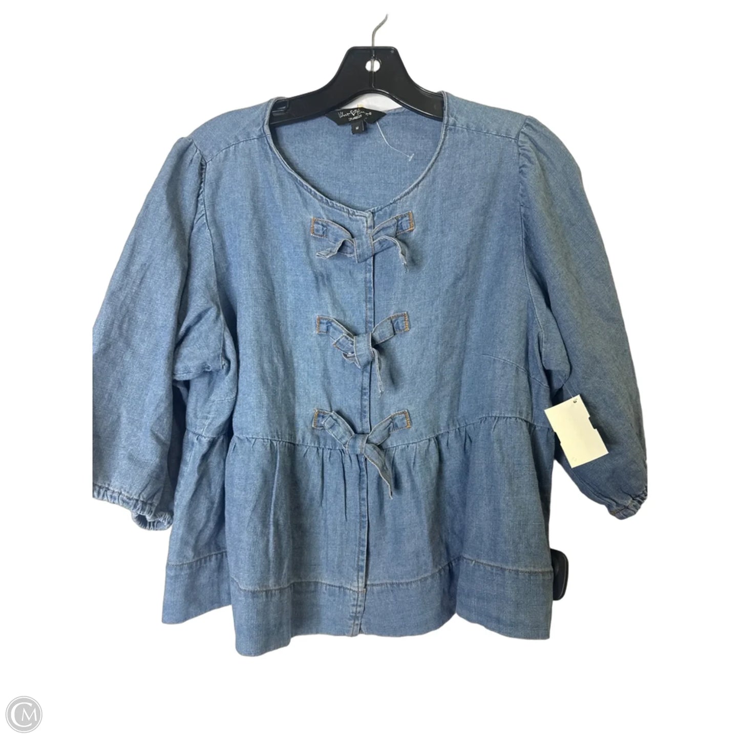 Top Short Sleeve By Velvet Heart In Blue Denim, Size: M