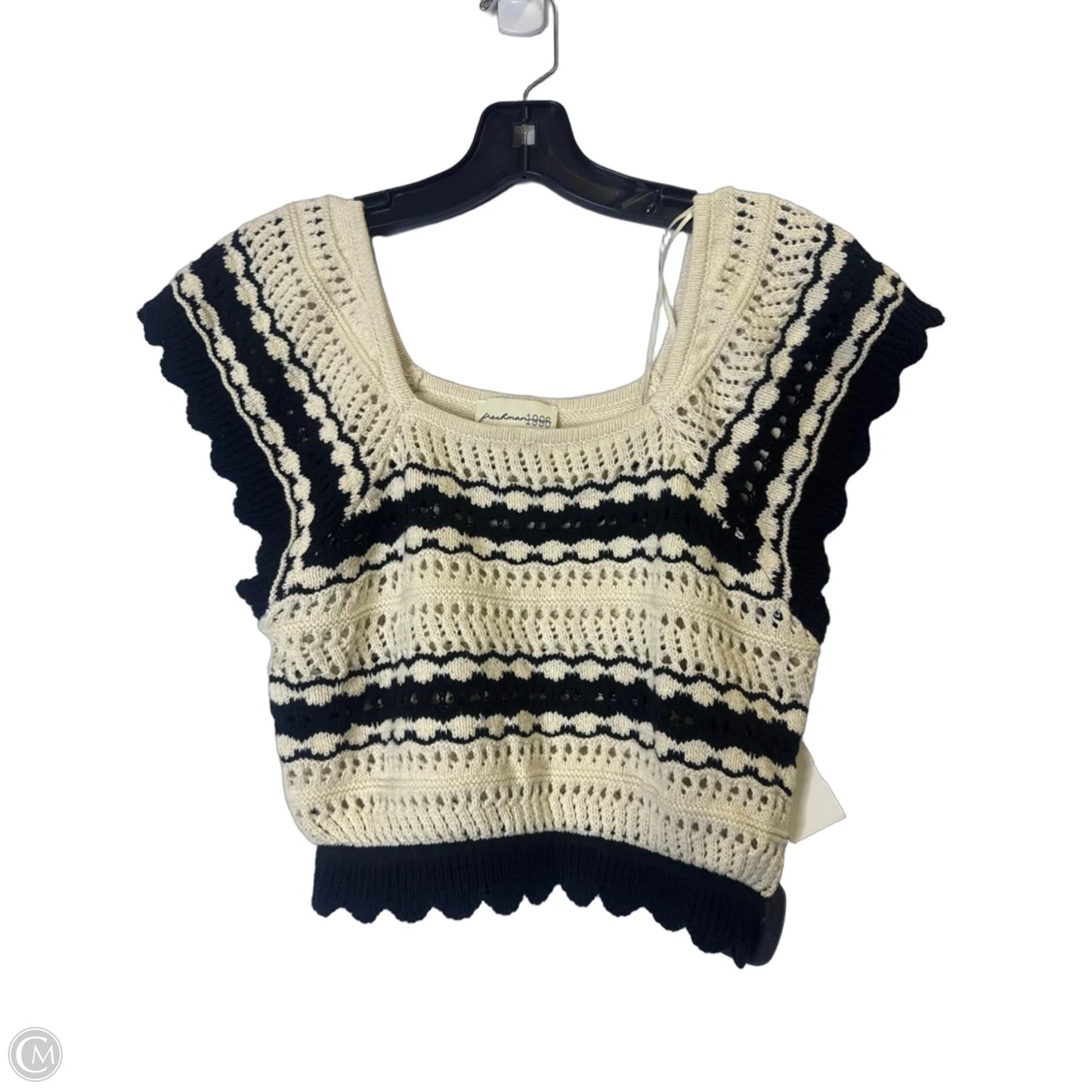 Top Sleeveless By Freshman In Black & Cream, Size: M