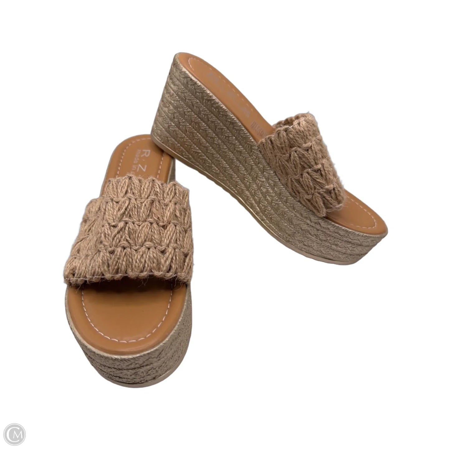 Sandals Heels Platform By Clothes Mentor In Tan, Size: 5