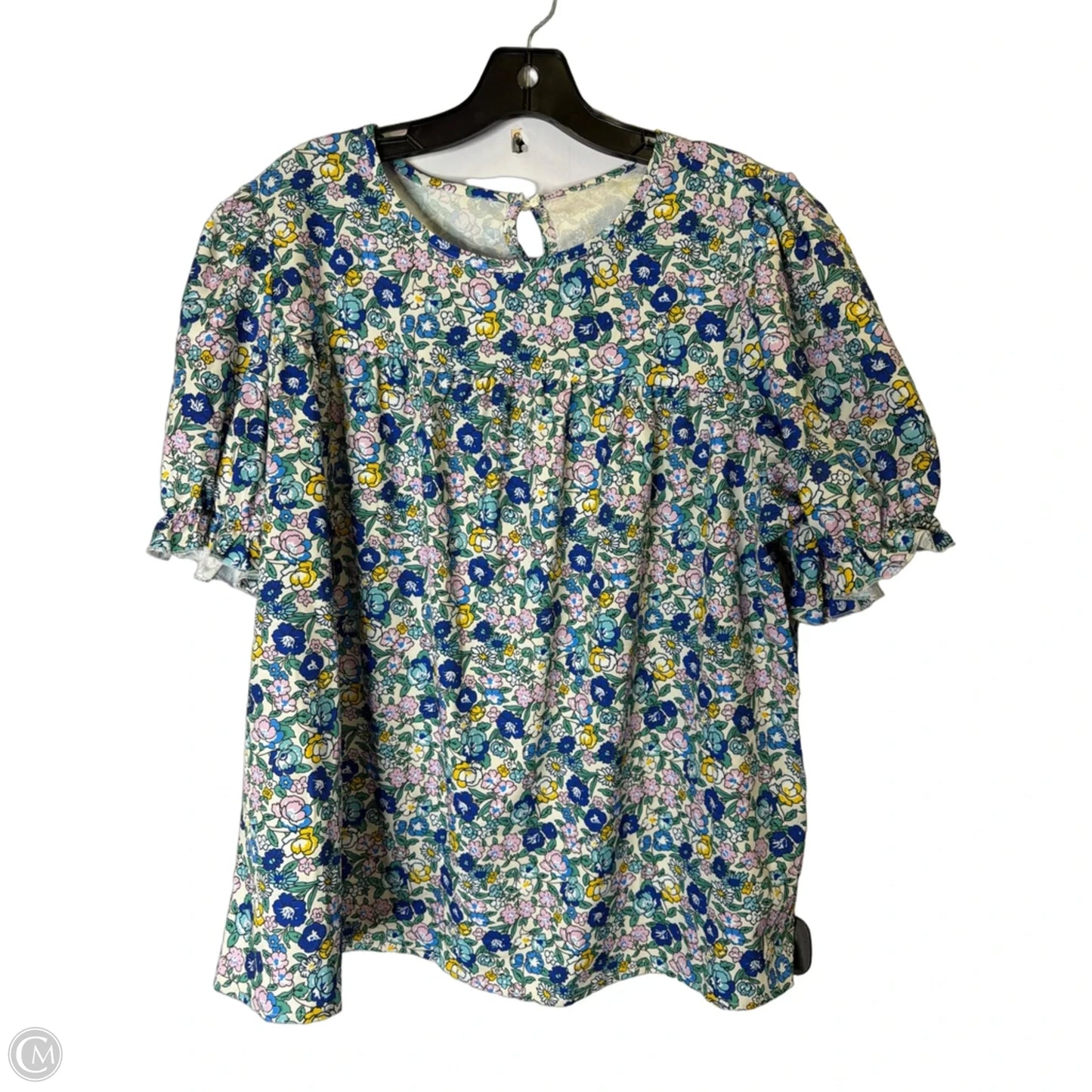 Top Short Sleeve By Shein In Floral Print, Size: 1x