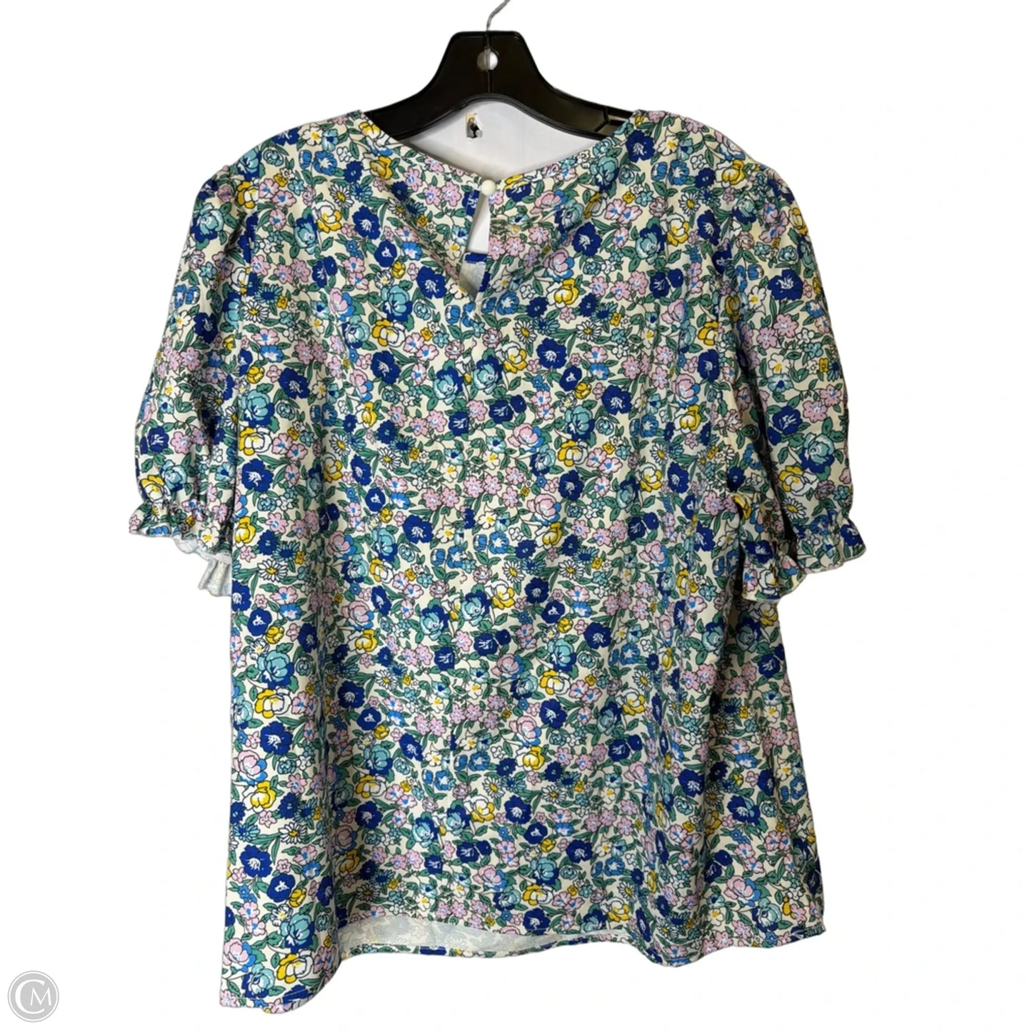 Top Short Sleeve By Shein In Floral Print, Size: 1x