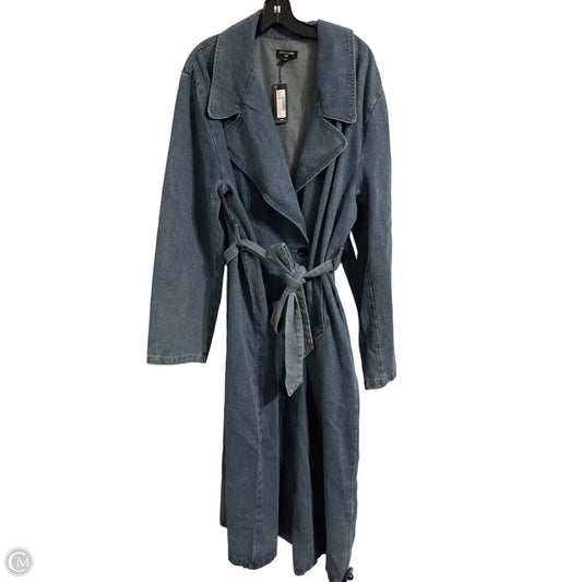 Coat Trench Coat By Pretty Little Thing In Blue Denim, Size: 16