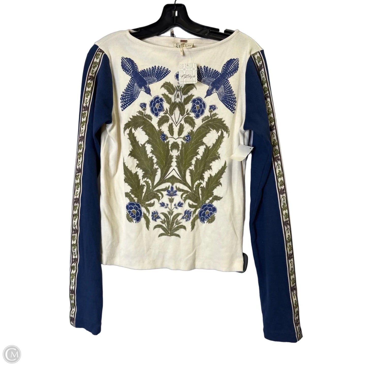 Top Long Sleeve By Free People In Blue & Cream, Size: L