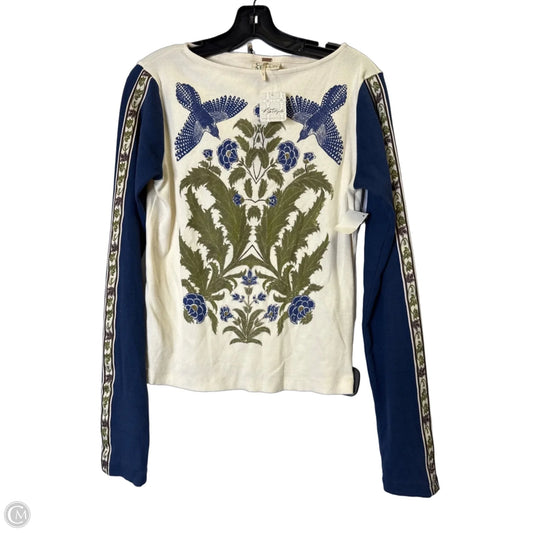 Top Long Sleeve By Free People In Blue & Cream, Size: L