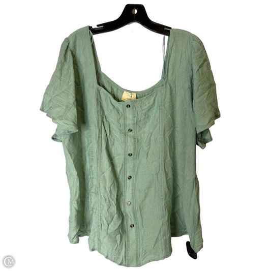 Top Short Sleeve By Flower & Feather In Green, Size: 2x