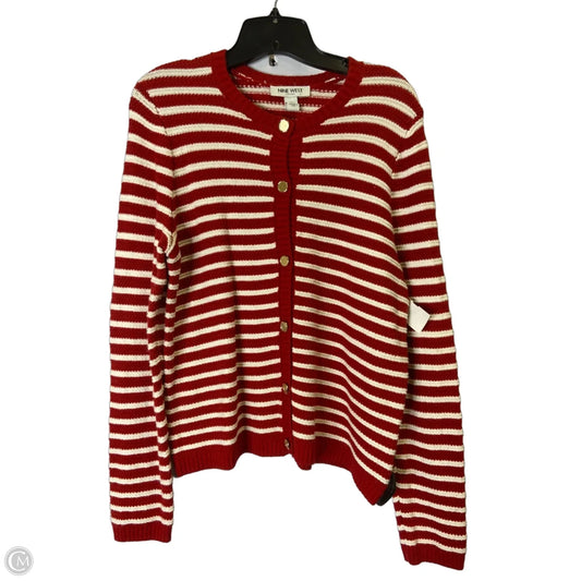Sweater Cardigan By Nine West In Red, Size: L