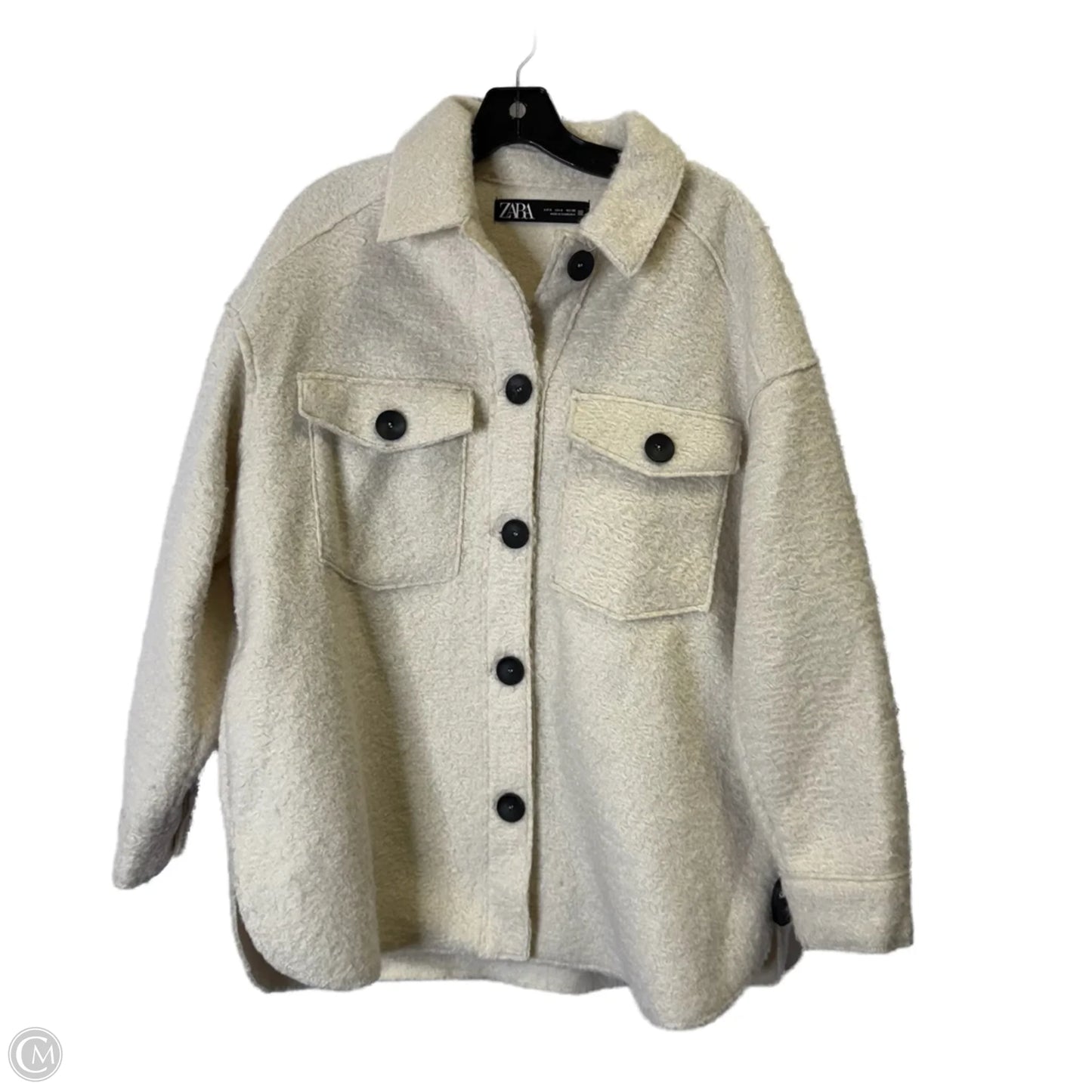 Jacket Shirt By Zara In Cream, Size: S