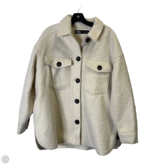 Jacket Shirt By Zara In Cream, Size: S