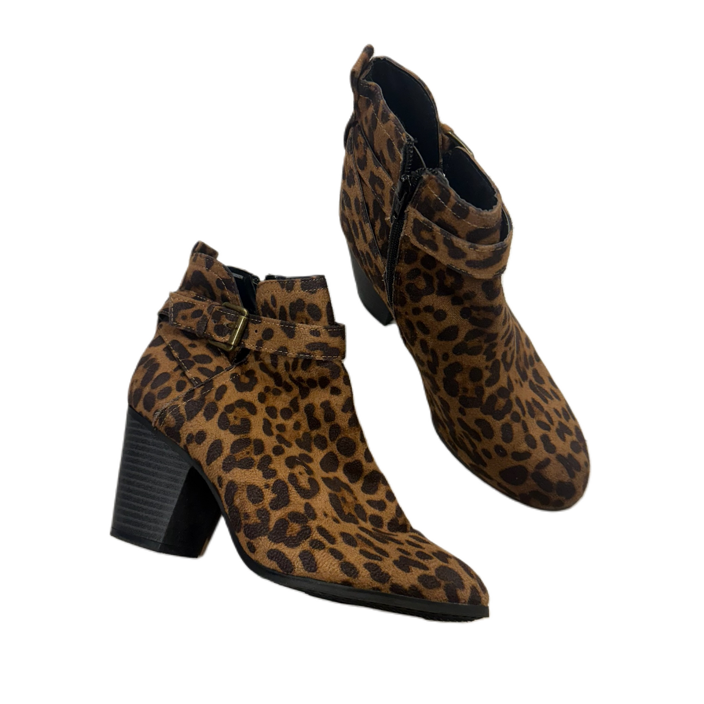 Boots Ankle Heels By Time And Tru In Animal Print, Size: 8