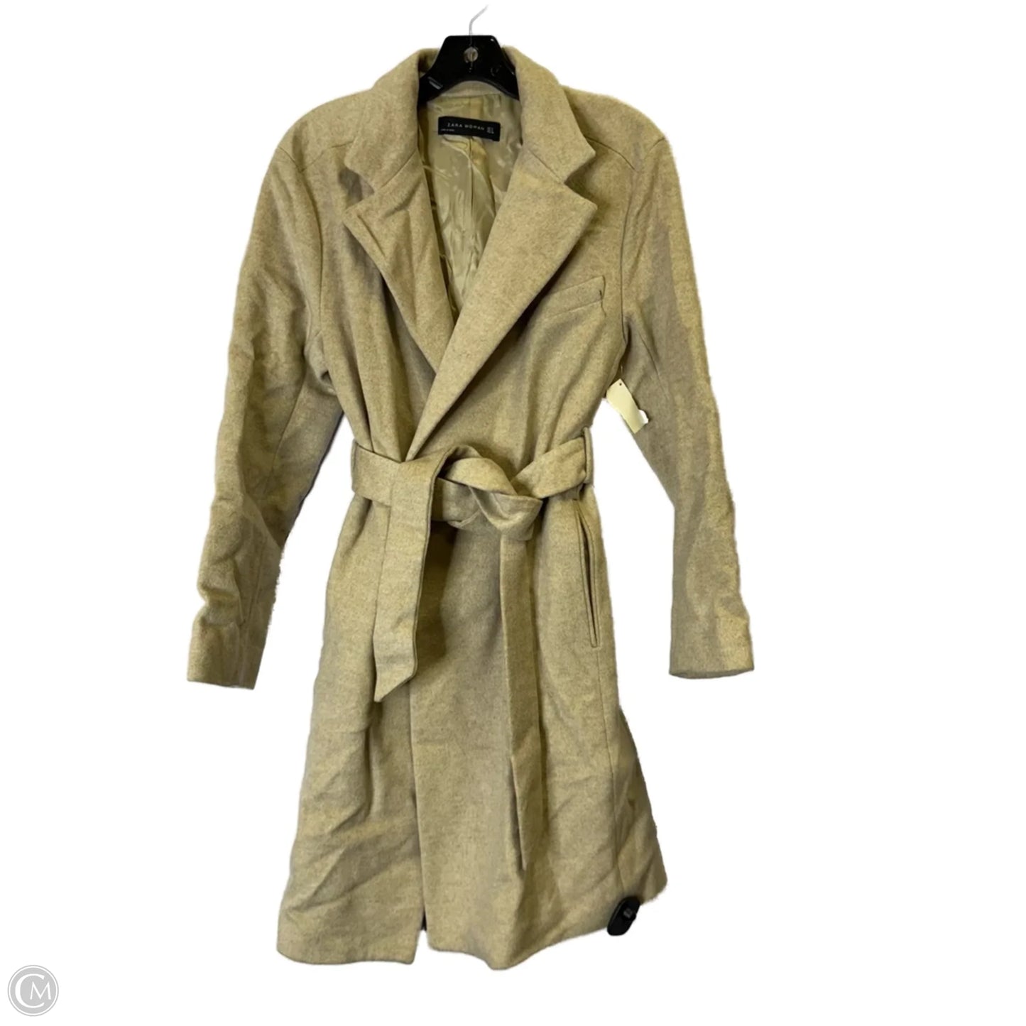 Coat Trench Coat By Zara In Cream, Size: M