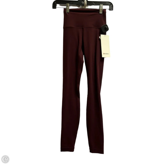 Athletic Leggings By Lululemon In Maroon, Size: 0
