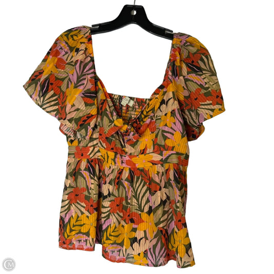 Top Short Sleeve By Loft In Floral Print, Size: S