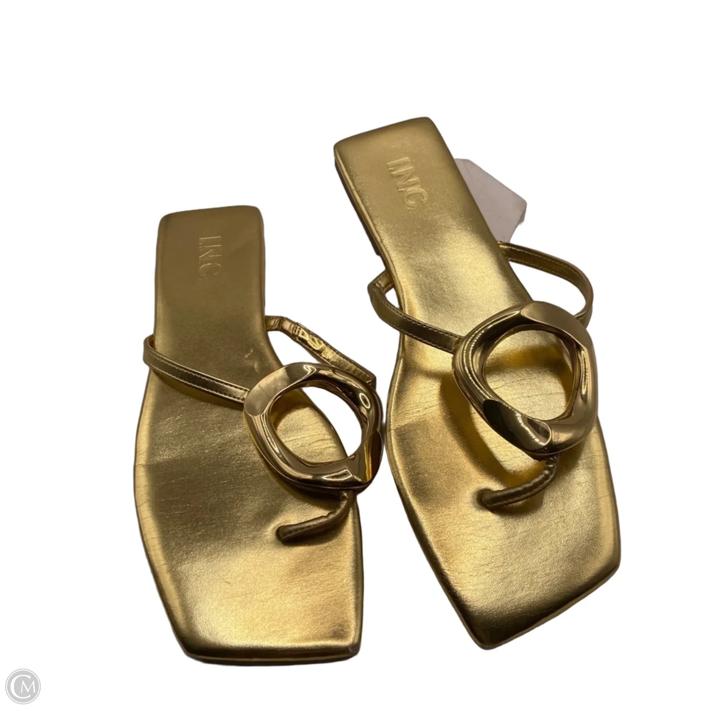 Sandals Flip Flops By Inc In Gold, Size: 10.5