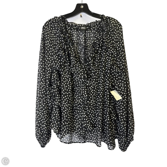 Blouse Long Sleeve By Inc In Black, Size: L