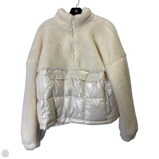 Jacket Faux Fur & Sherpa By Fabletics In Cream, Size: M