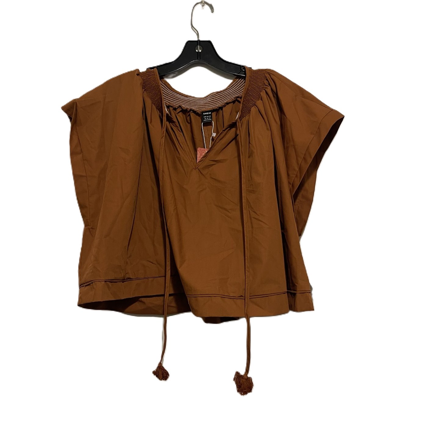 Top Short Sleeve By Shein In Brown, Size: Xl