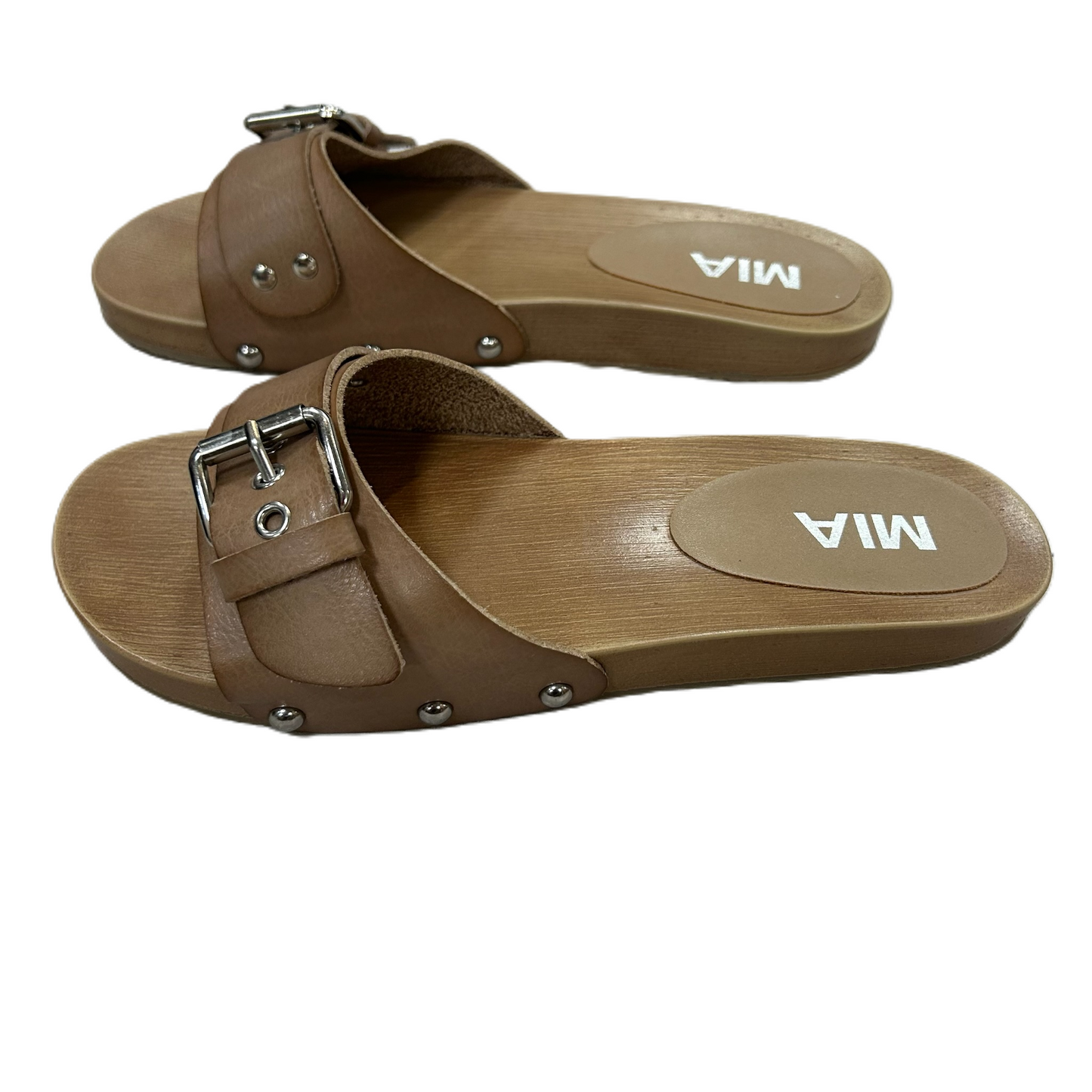 Tan Sandals Flats By Mia, Size: 8