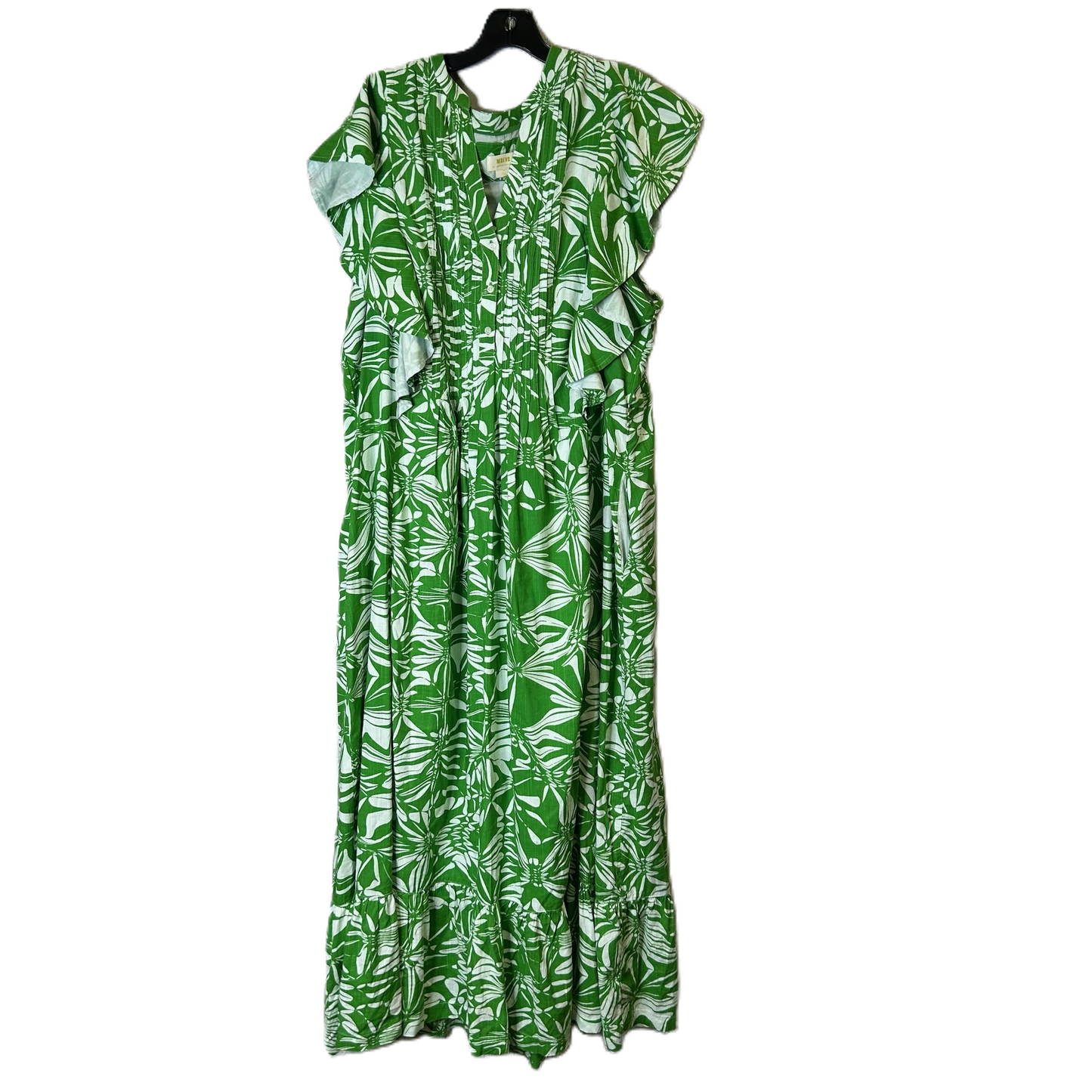 Dress Casual Maxi By Maeve In Green & White, Size: 1x