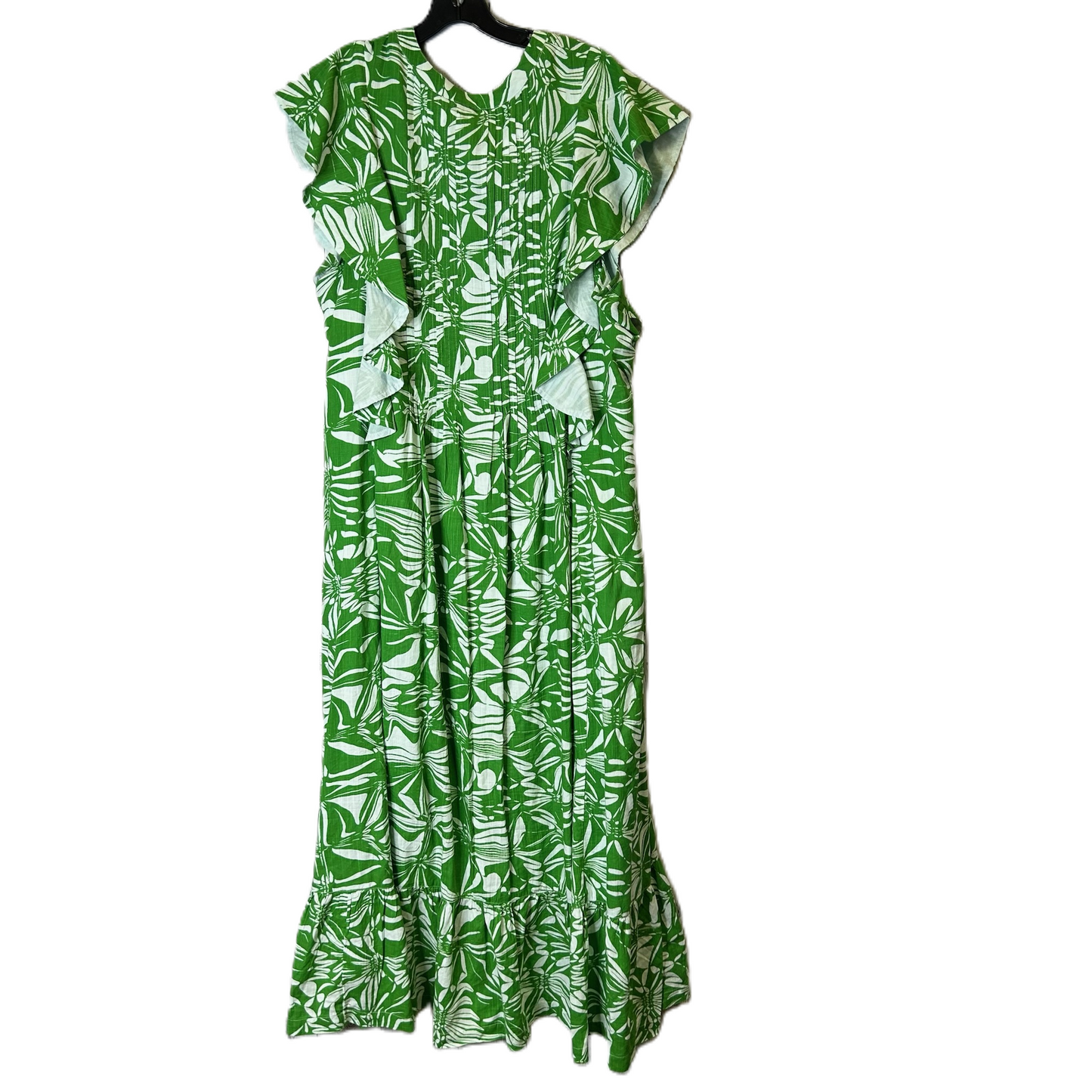 Dress Casual Maxi By Maeve In Green & White, Size: 1x