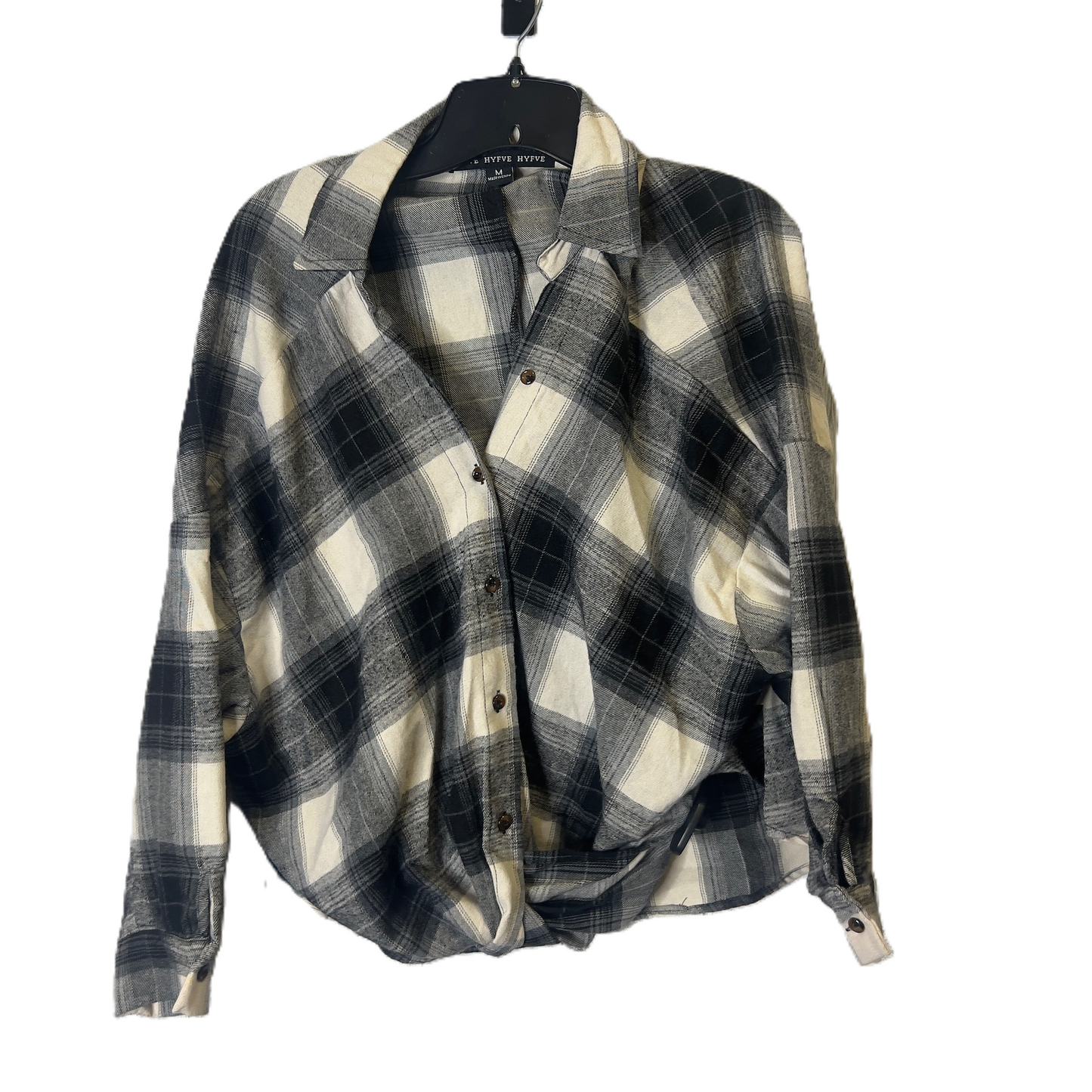 Top Long Sleeve By Hyfve In Black & Cream, Size: M