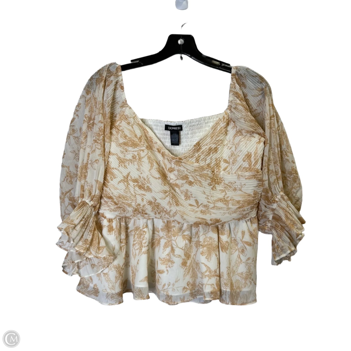 Top Long Sleeve By Express In Cream, Size: L