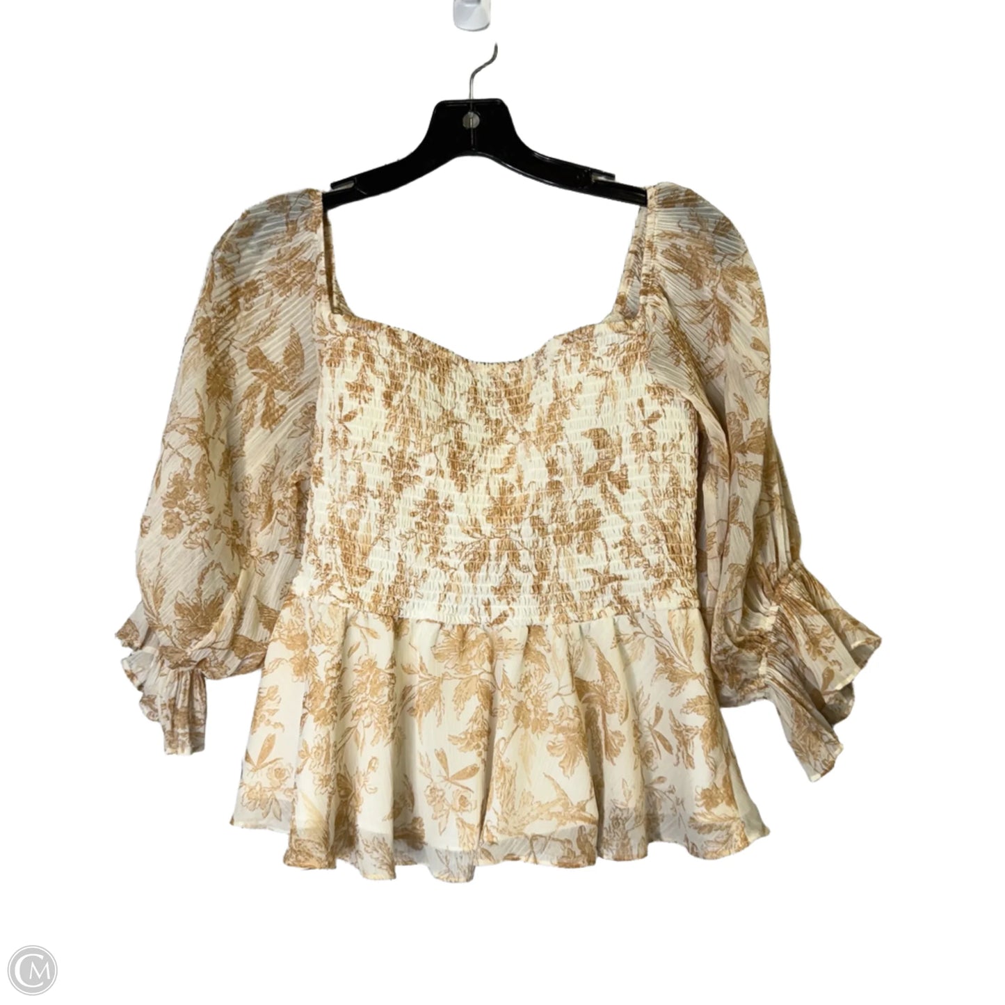 Top Long Sleeve By Express In Cream, Size: L