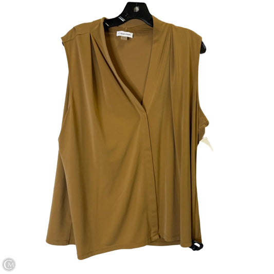 Top Sleeveless By Calvin Klein In Brown, Size: 2x