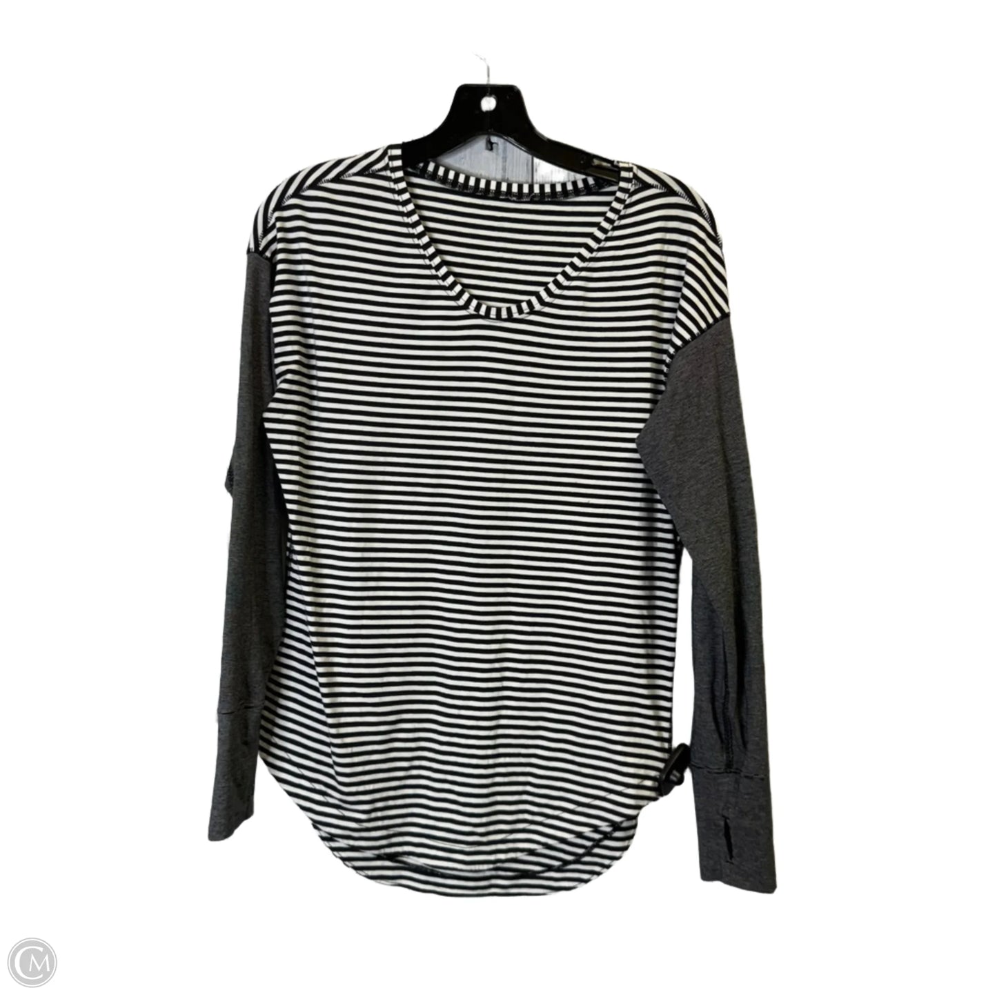 Athletic Top Long Sleeve Collar By Lululemon In Striped Pattern