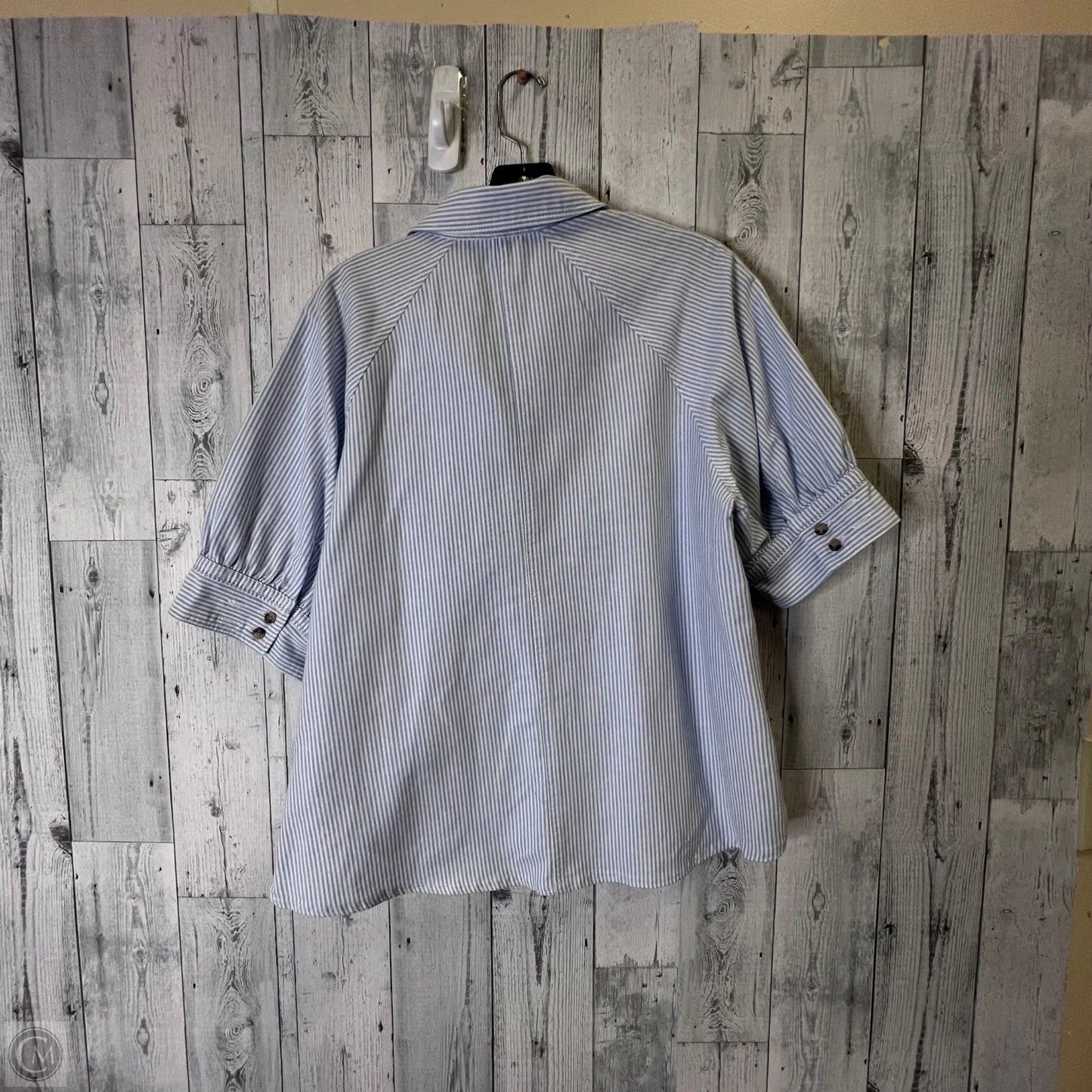 Top Short Sleeve By Velvet Heart In Blue & White, Size: M