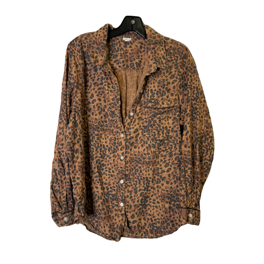 Top Long Sleeve Basic By Aerie In Animal Print, Size: L