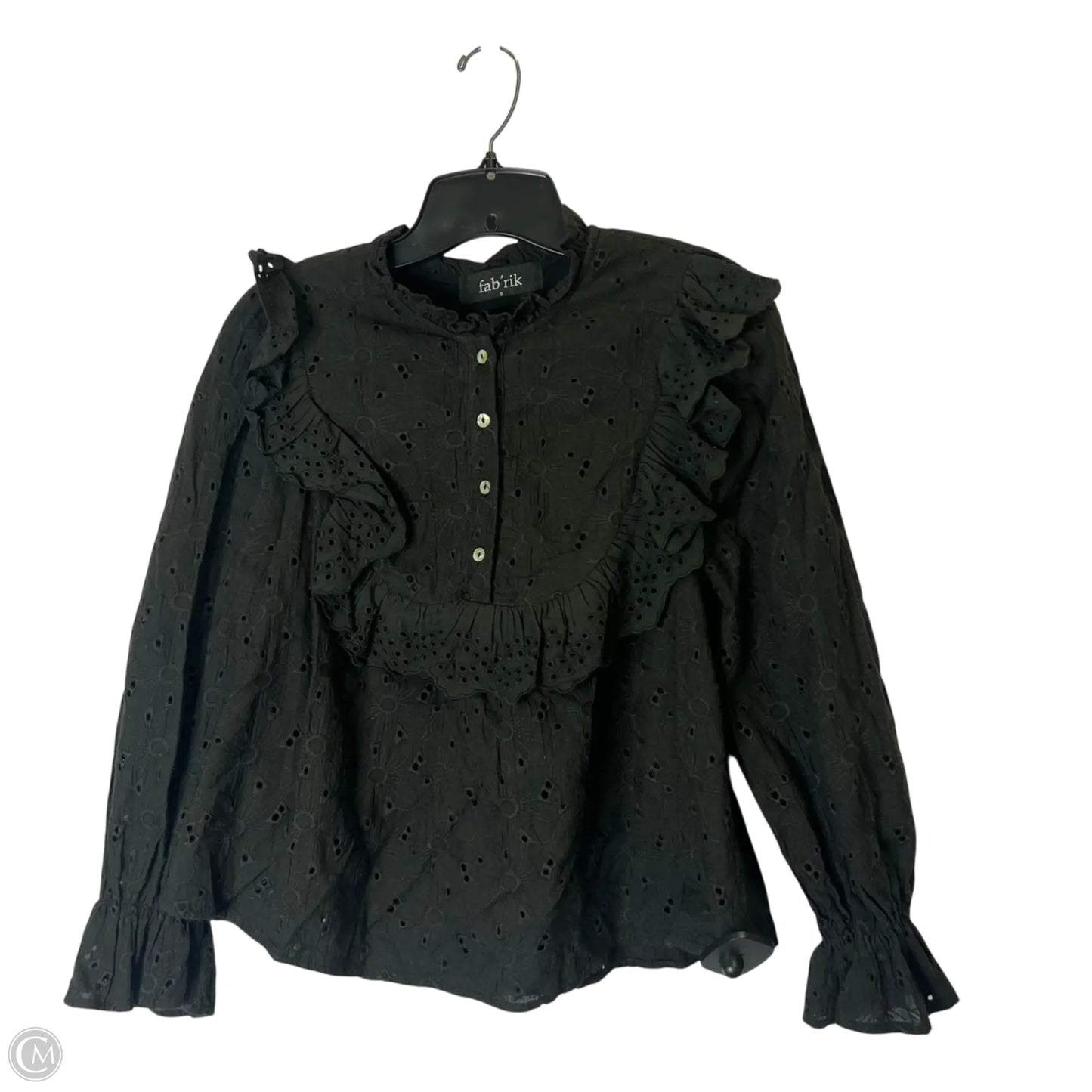 Top Long Sleeve By Fabrik In Black, Size: S