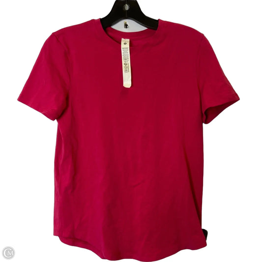 Athletic Top Short Sleeve By Lululemon In Pink, Size: 2