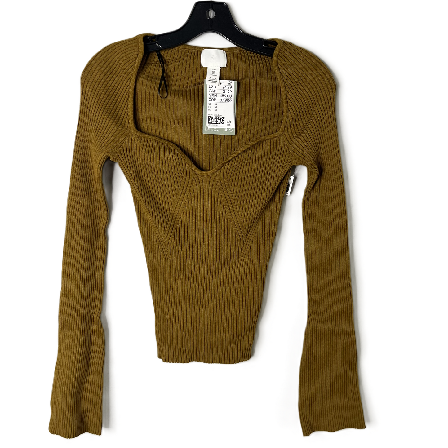 Top Long Sleeve By H&m In Yellow, Size: M