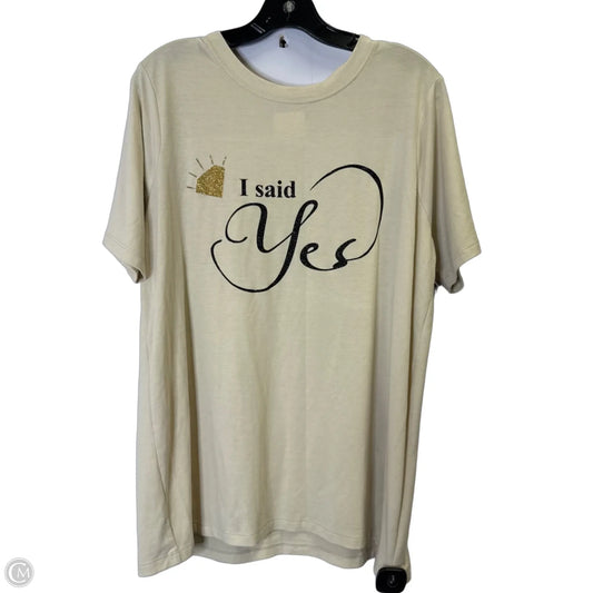 Top Short Sleeve Basic By Zenana In Cream, Size: 2x