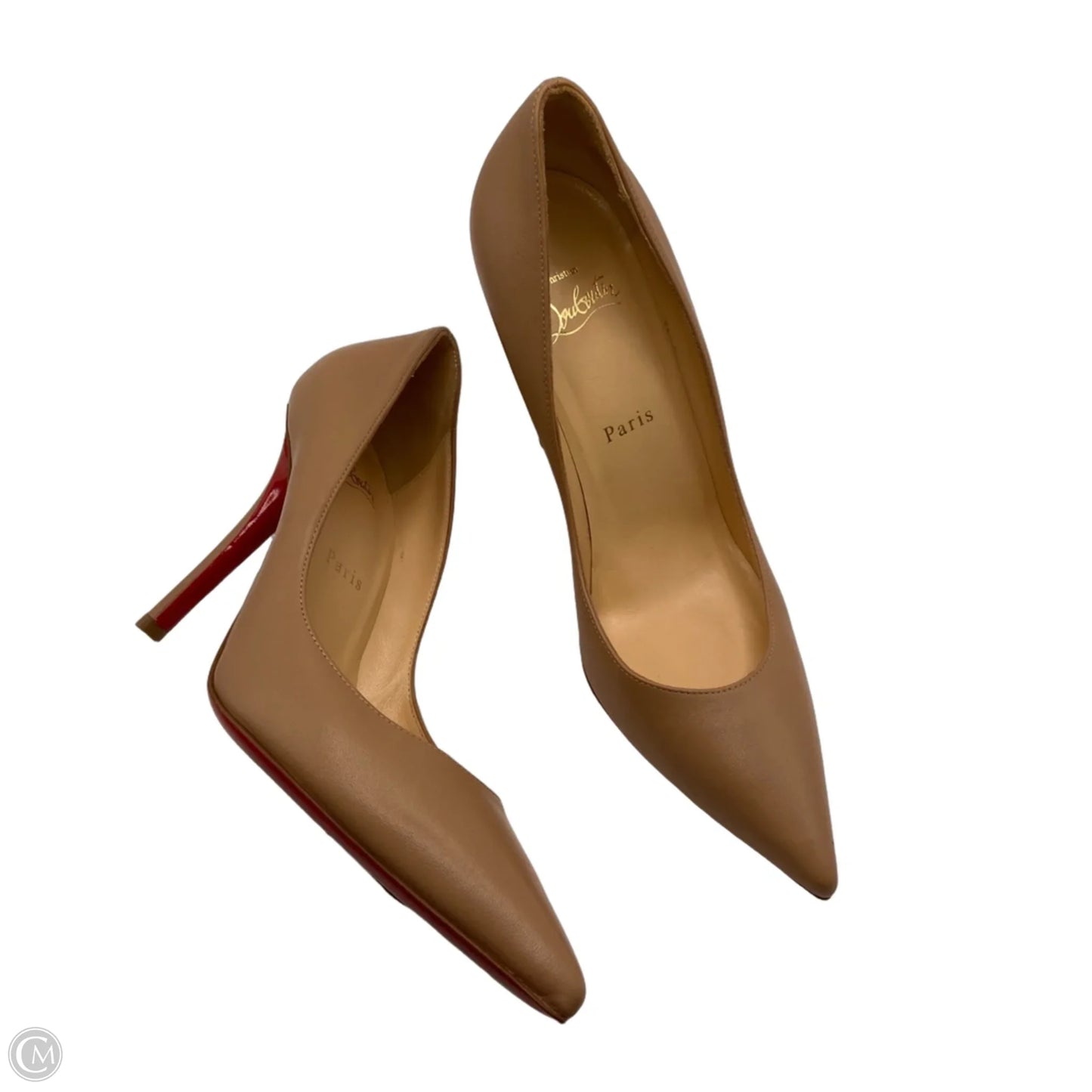 Shoes Luxury Designer By Christian Louboutin In Tan, Size: 8.5