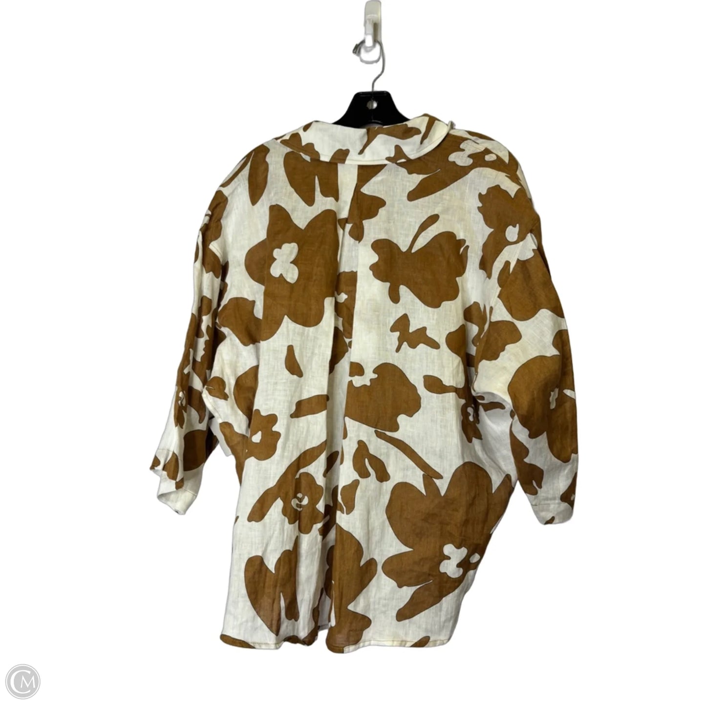 Top Short Sleeve By Magaschoni In Brown & Cream, Size: M