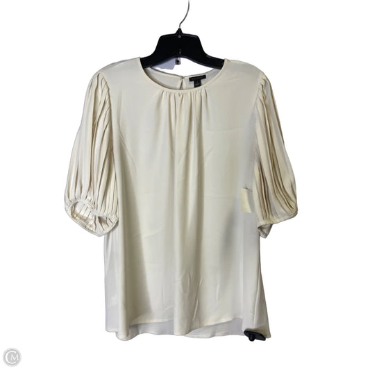 Blouse Short Sleeve By Ann Taylor In Cream, Size: L