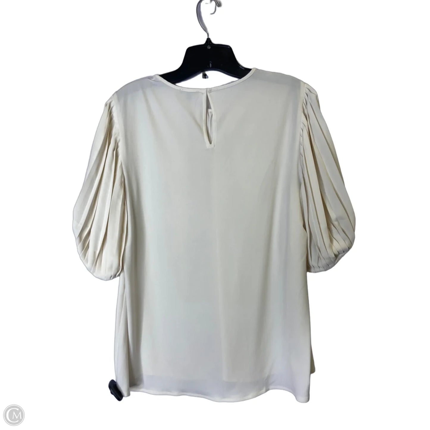 Blouse Short Sleeve By Ann Taylor In Cream, Size: L