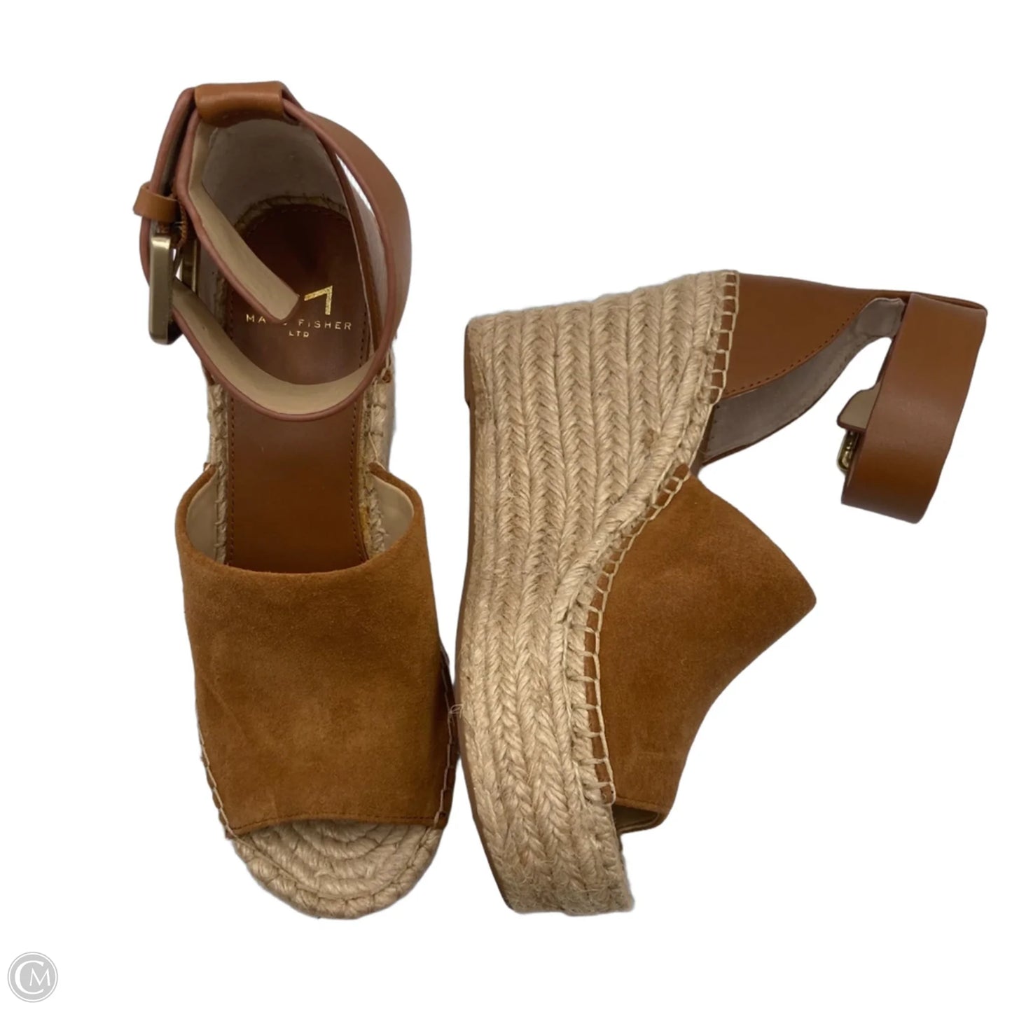 Sandals Heels Wedge By Marc Fisher In Brown, Size: 5.5