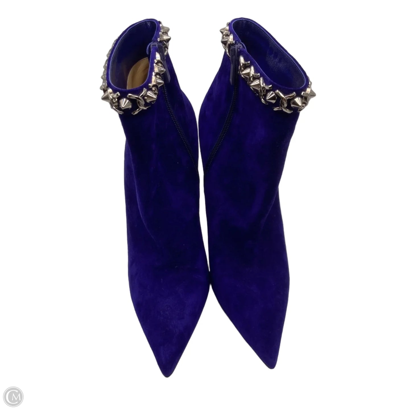 Boots Luxury Designer By Christian Louboutin In Blue, Size: 10