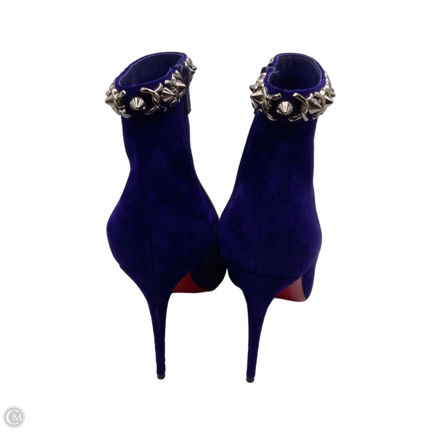 Boots Luxury Designer By Christian Louboutin In Blue, Size: 10