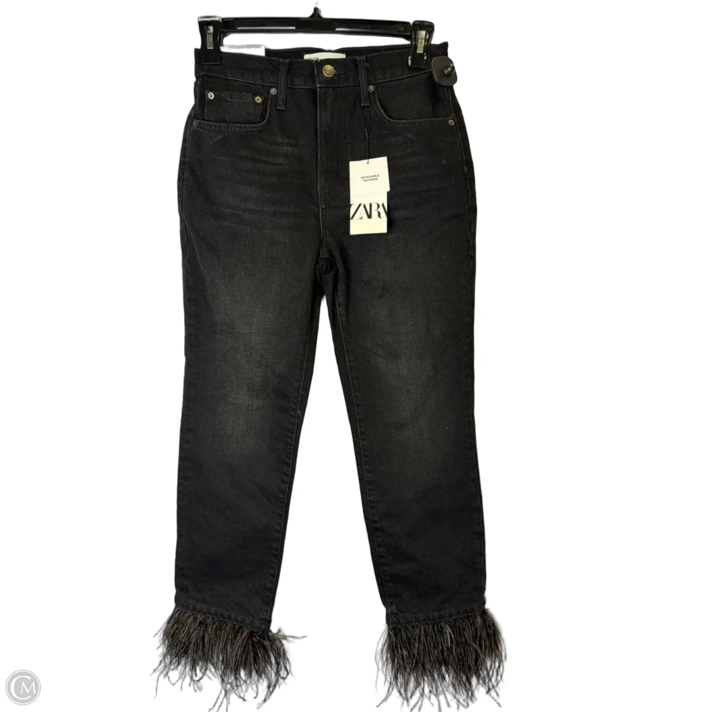 Jeans Straight By Zara In Black Denim, Size: 6