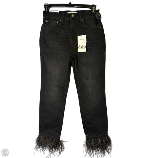 Jeans Straight By Zara In Black Denim, Size: 6
