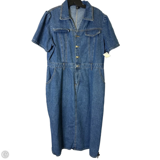 Dress Casual Midi By Dazy In Blue Denim, Size: 1x
